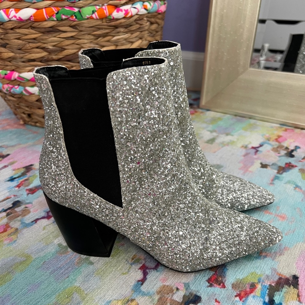 Silver glitter booties